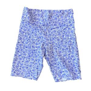 Handmade Bike Shorts in Blue Floral Print Size Small